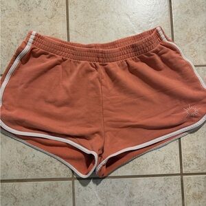 Aerie Athletic Coral Shorts with White Trim